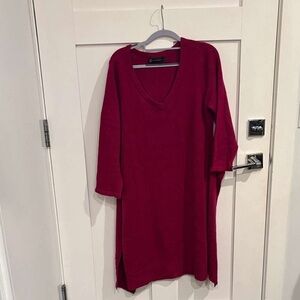 Red V-Neck Sweater Dress